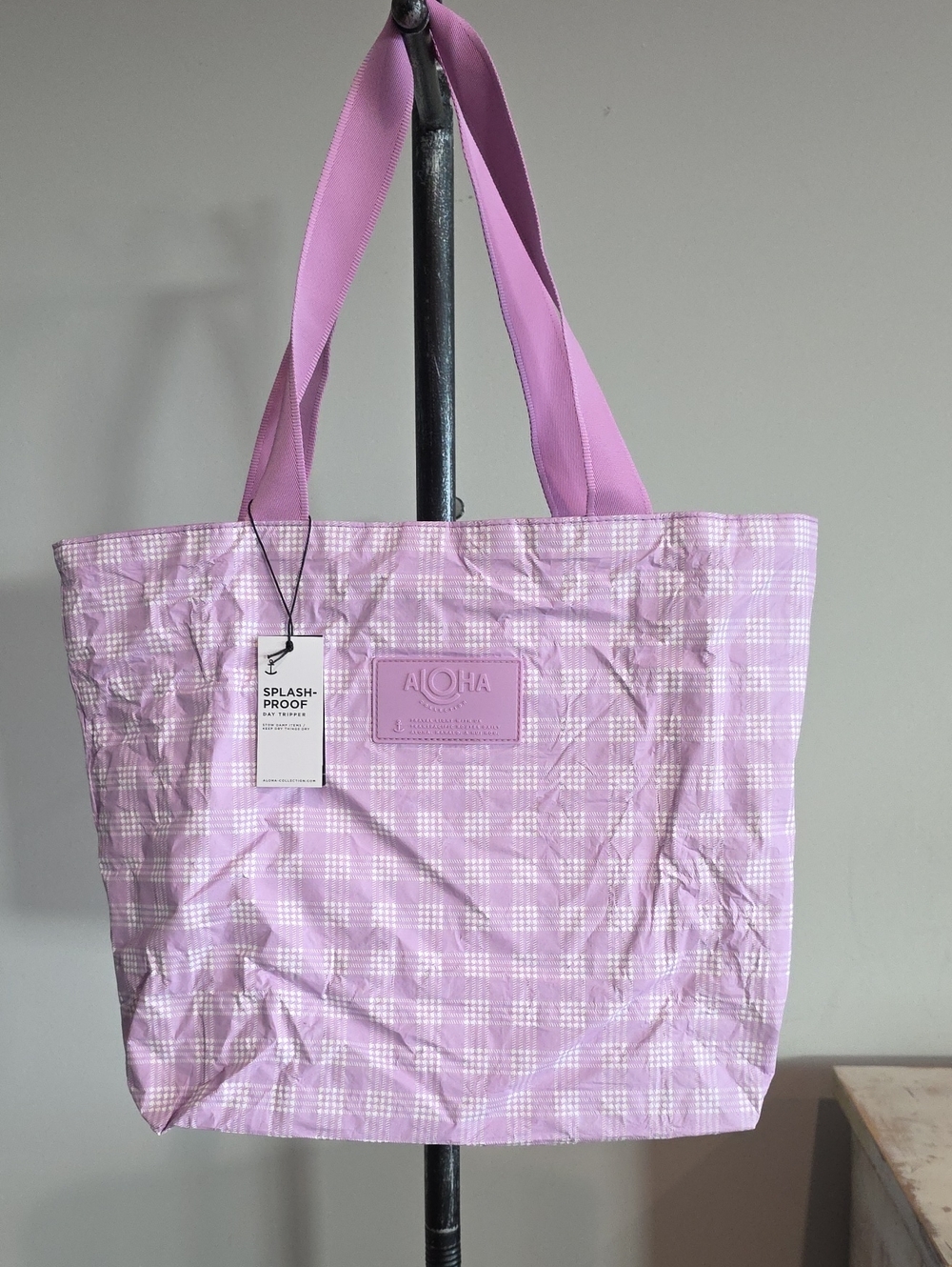 ALOHA Collection Palaka Day Tripper Tote In Lavande Plaid